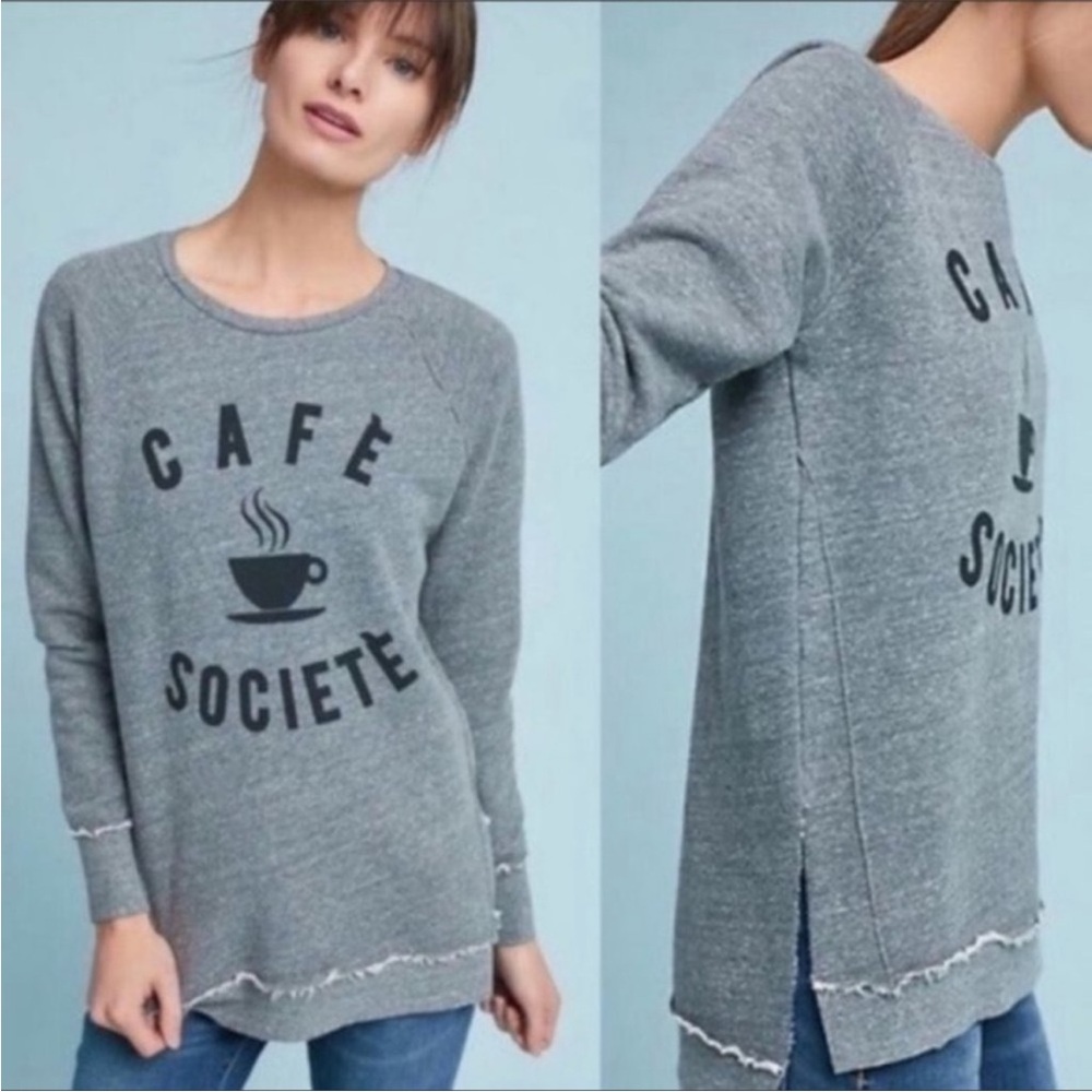 Sol Angeles Cafe Societe Grey Sweatshirt Size Small